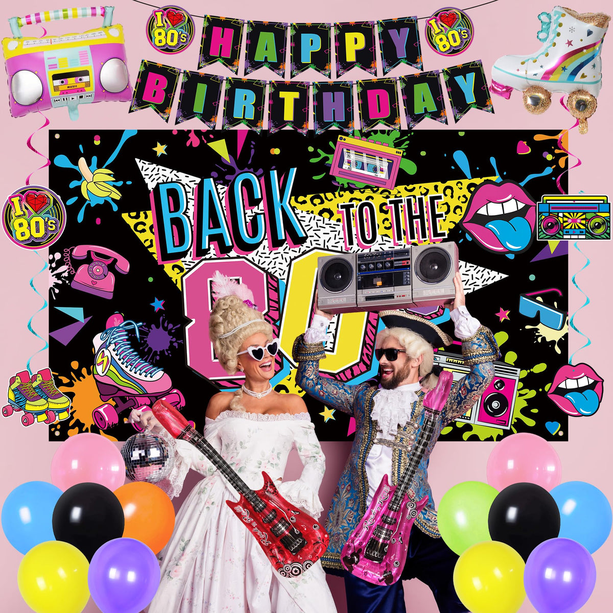 Holkcog pink guitar balloon adds vibrant retro flair
