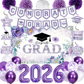 Holkcog purple graduation backdrop anchors the Class of 2026 photo wall