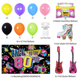 Holkcog red guitar balloon ideal for rock-themed 80s parties