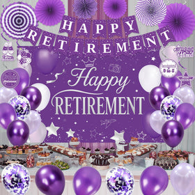 Holkcog retirement party scene featuring banners and decor.
