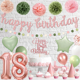 Rose gold birthday banner adding a touch of glam to the party