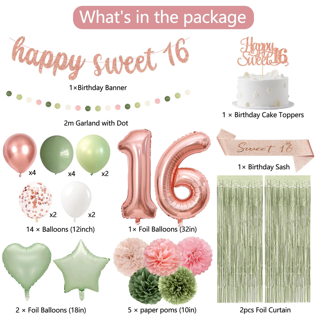 Holkcog rose gold banner for a chic Sweet 16 focal point in photos.