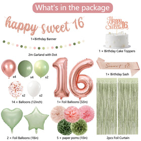 Holkcog rose gold banner for a chic Sweet 16 focal point in photos.