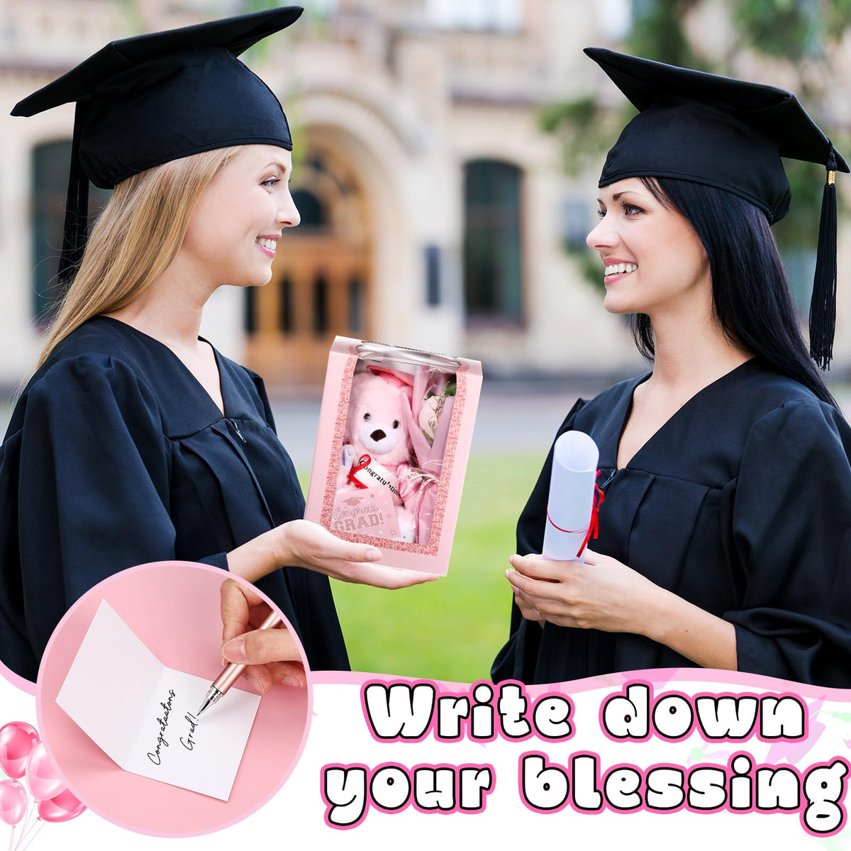 Hollowfly pink gift box with window presents the set elegantly