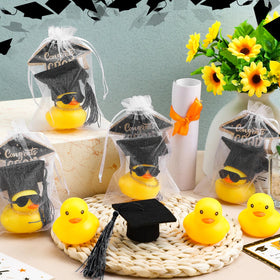 Hollowfly gold necklaces add celebratory shimmer to each graduation duck