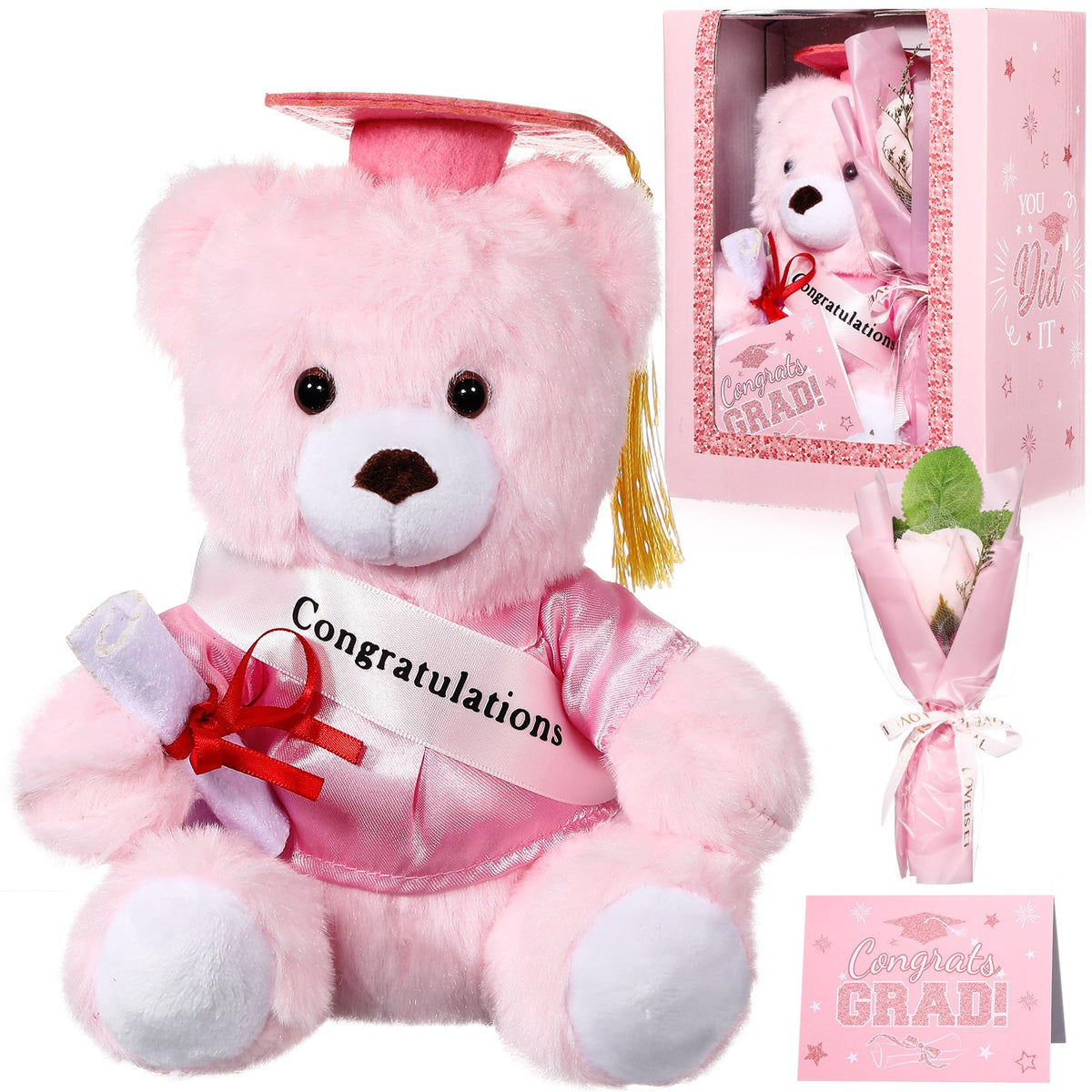 Hollowfly graduation bear with cap and gown, a heartwarming keepsake for grads
