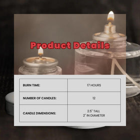 Hollowick liquid candle shown with glass votive holder fit for table displays