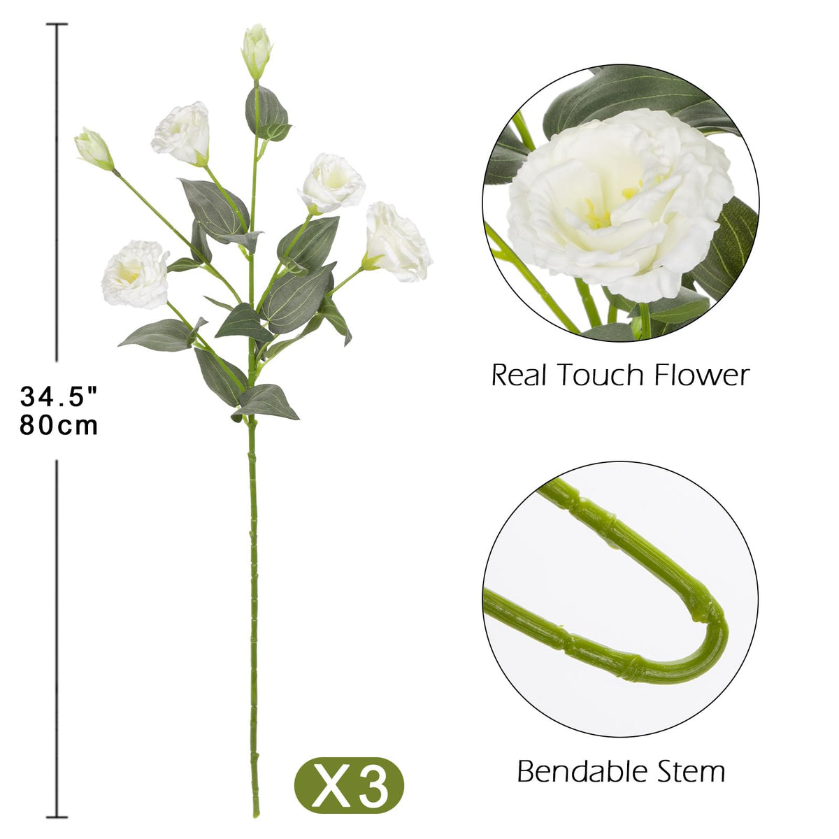 Hollyone artificial lisianthus four-head arrangement for wedding decor and long-lasting beauty.