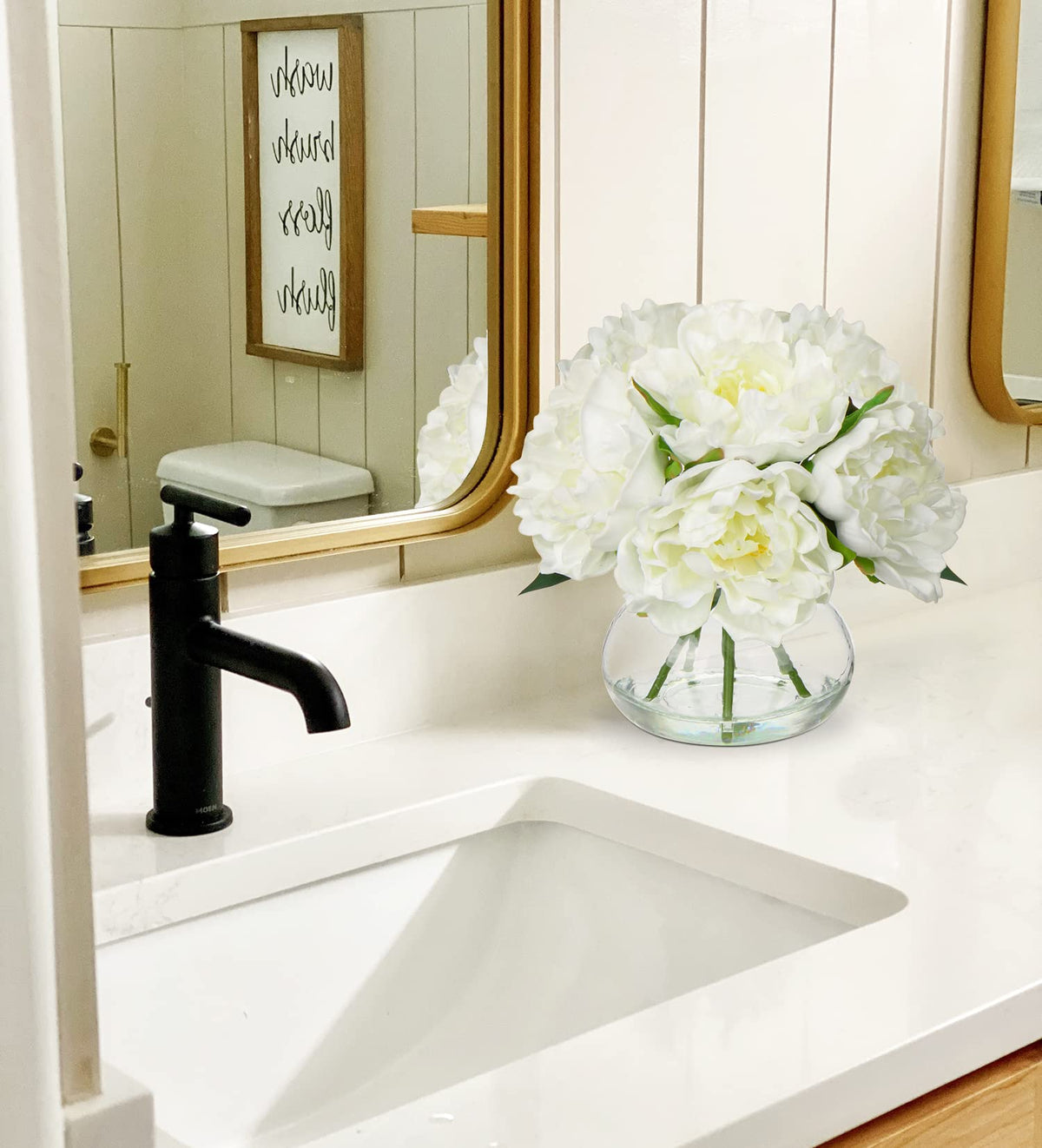 Hollyone clear glass vase with faux water elevates arrangement