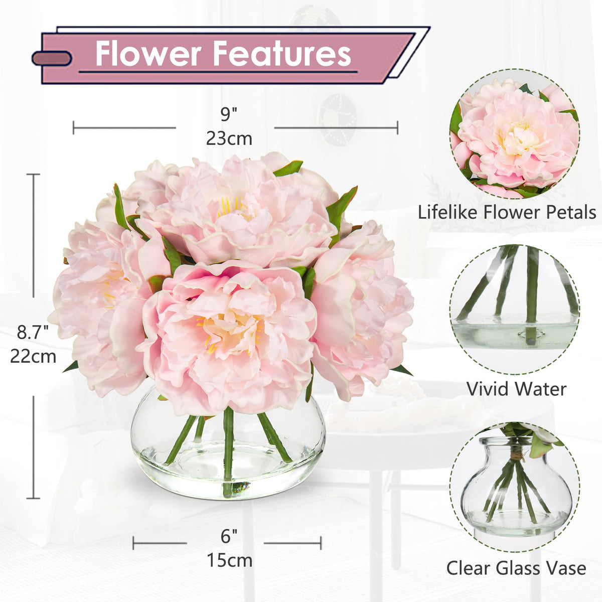 Hollyone faux water detail enhances realism for authentic-looking centerpiece in any room.