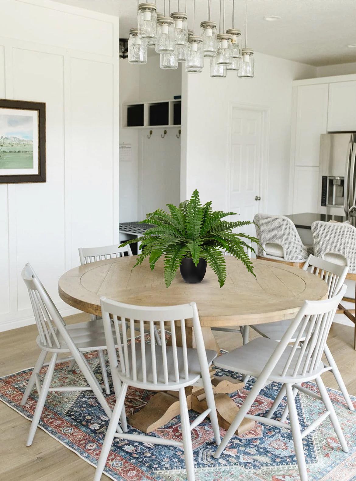 Hollyone fern on patio display resists wilting for year-round exterior decor.