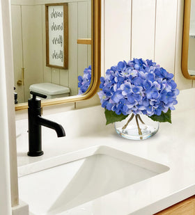 Hollyone glass vase with faux water detail enhancing lifelike look