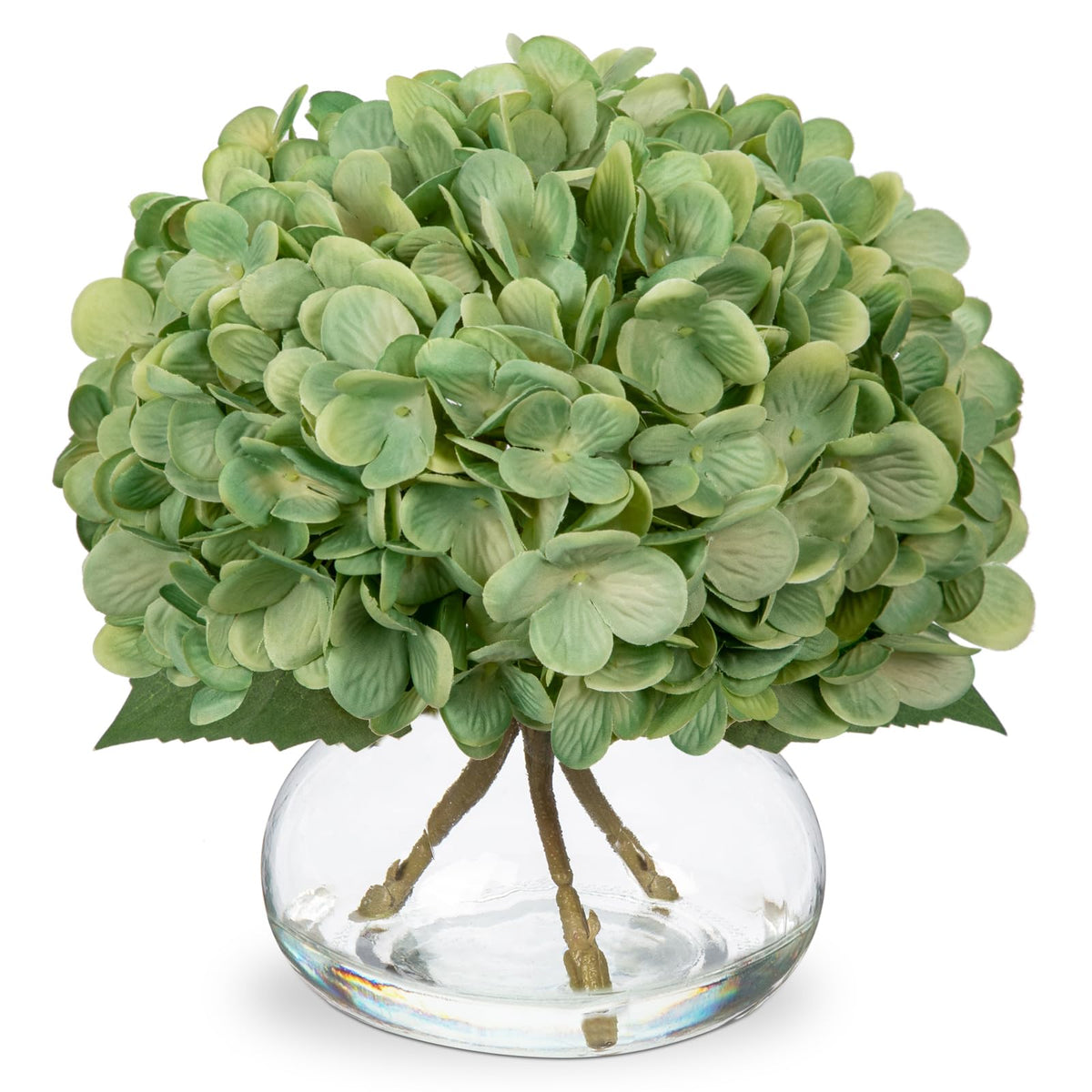 Hollyone hydrangea artificial flowers with glass vase for elegant decor