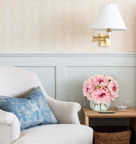 Hollyone lifelike peony bouquet in glass vase suits living rooms.