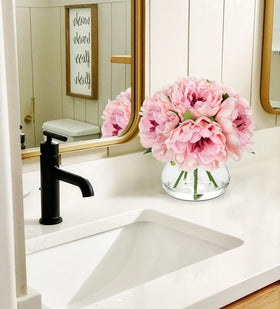Hollyone silk peonies in six-head arrangement for year-round charm.