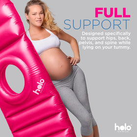 HOLO pregnancy pillow on land for comfortable tummy sleeping and relaxation.