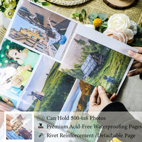 Holoary 500-photo capacity fits baby showers, weddings, trips and memories.