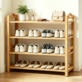 HOLTPHILI 4-Tier Shoe Rack assembled in entryway for organized footwear