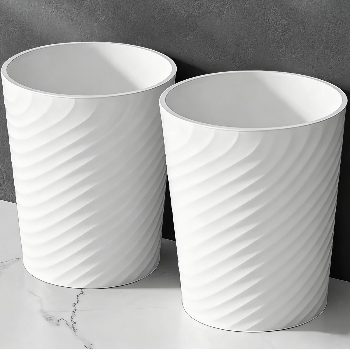 HOLTPHILI bathroom trash can, compact white 2-pack for dorms, bathrooms, and desks.
