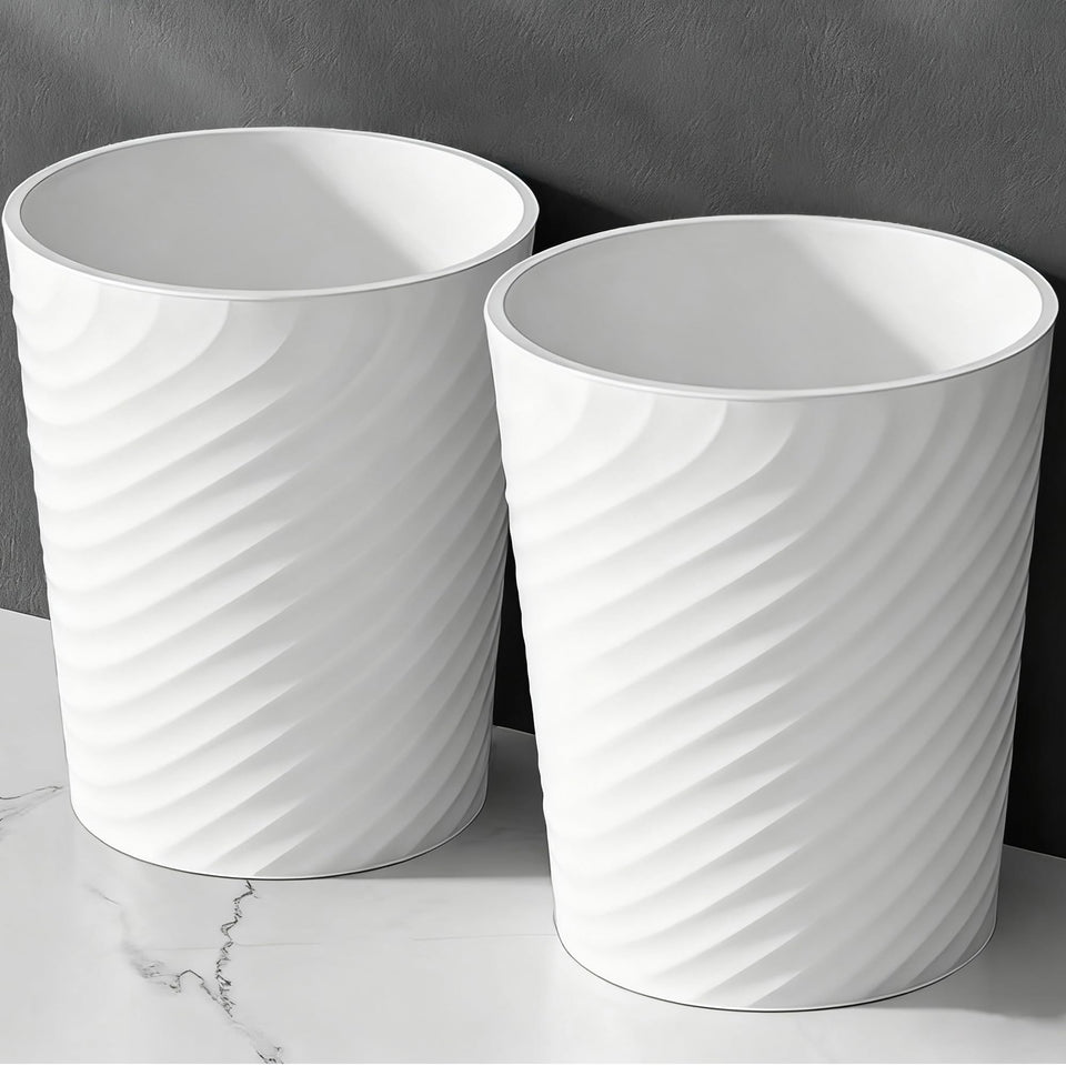 HOLTPHILI bathroom trash can, compact white 2-pack for dorms, bathrooms, and desks.