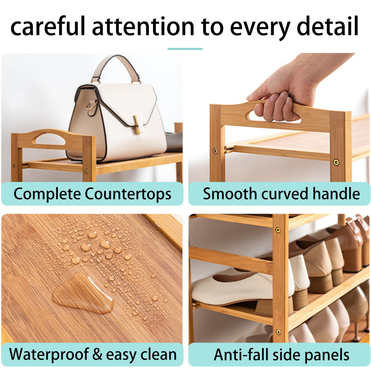 Side view of HOLTPHILI rack highlighting raised laminate edges to prevent slips