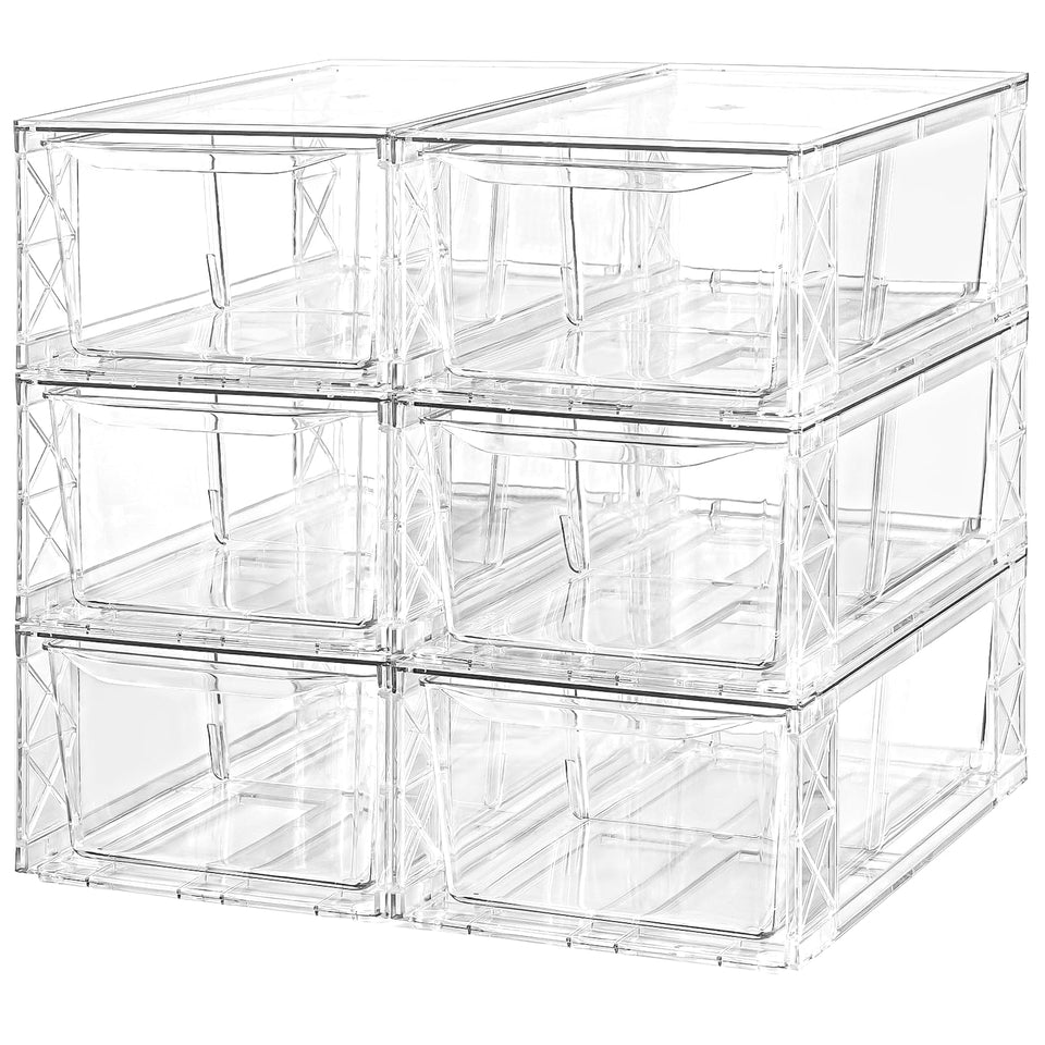 Homaigie 6Pack acrylic drawers front view for clear, easy-access storage.