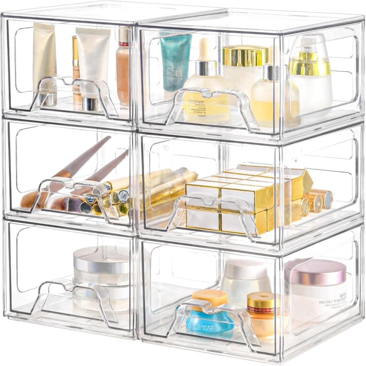 Homaigie clear stackable drawer front view enhances visibility and space efficiency.