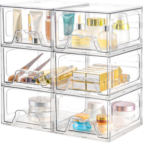 Homaigie clear stackable drawer front view enhances visibility and space efficiency.
