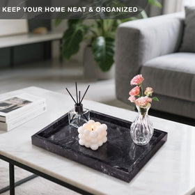 Homaura tray complements dressers, vanities, coffee tables, and entryways.