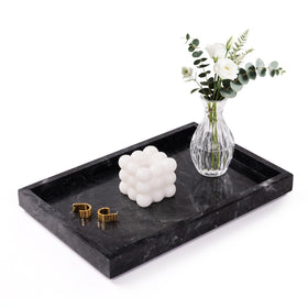 Homaura marble tray rectangle design, organizes essentials on countertops.