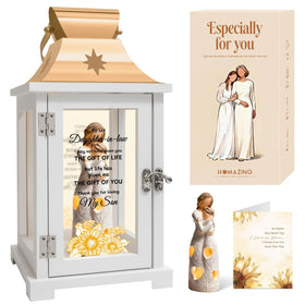 Homazing daughter-in-law lantern embracing figure showcases enduring family bond.