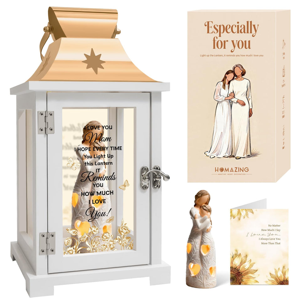 Homazing embrace-figure lantern highlights the mother-daughter bond for heartfelt gifting.