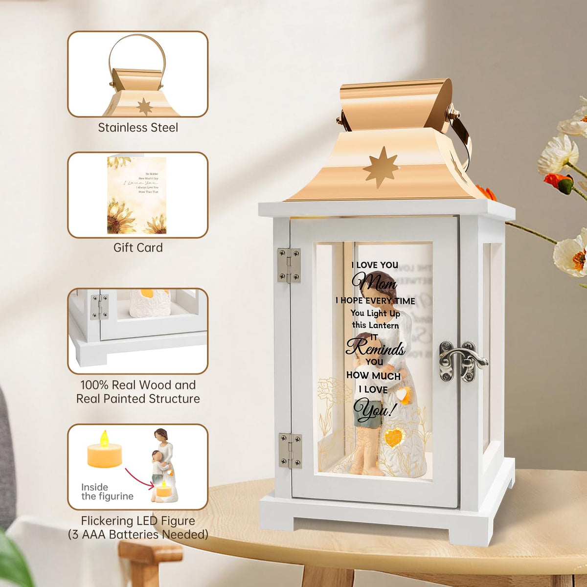 Homazing LED candle lantern with flicker and timer