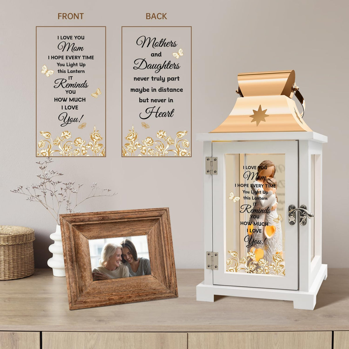 Homazing mom-daughter lantern silhouette emphasizes a timeless family connection.