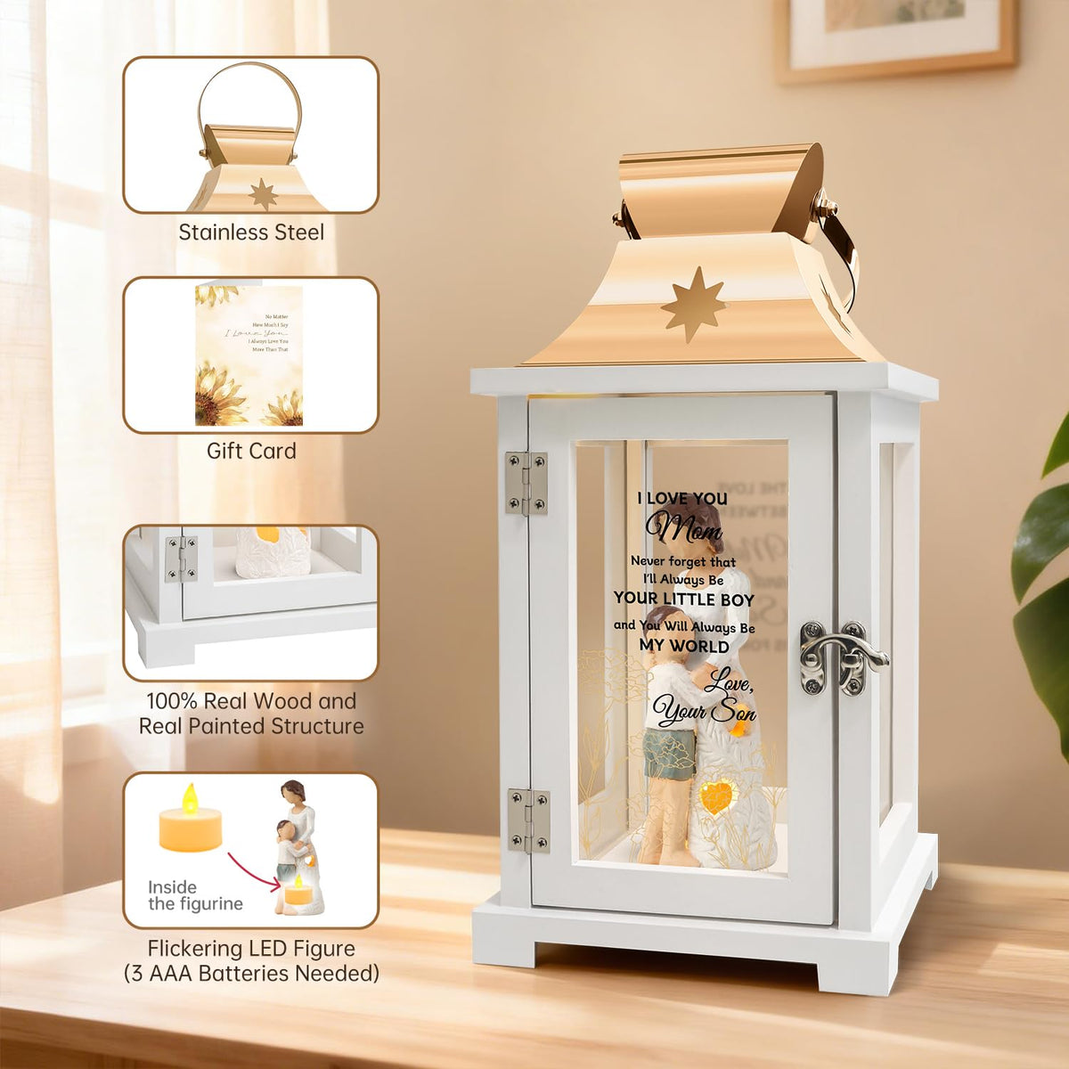 Homazing Rose-gold top lantern close-up showcasing details and durability