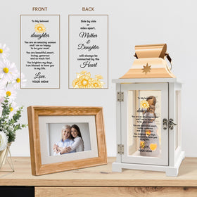Homazing rose-gold top and wooden base create elegant display.
