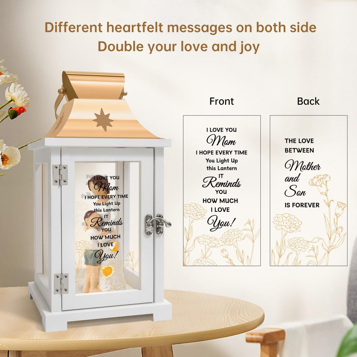 Homazing two-sided quote lantern displays loving messages