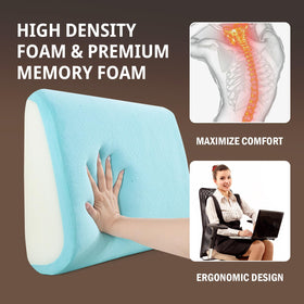 HOMBYS back support with adjustable strap securing cushion to chair