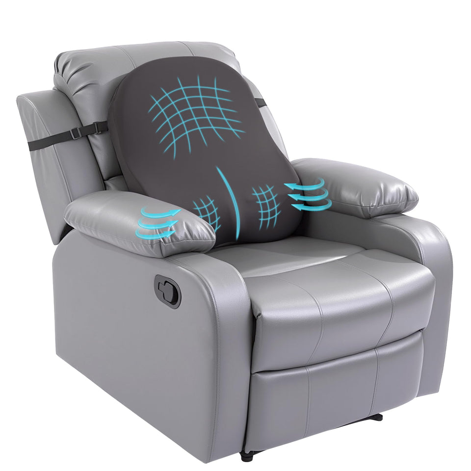 HOMBYS extra-long lumbar pillow supports full back in a recliner.