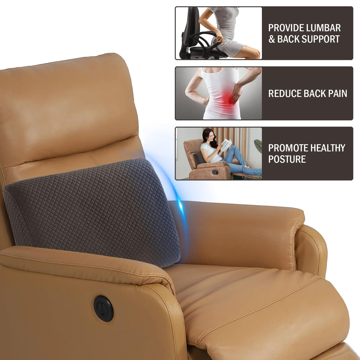HOMBYS large ergonomic design supports waist and lower back