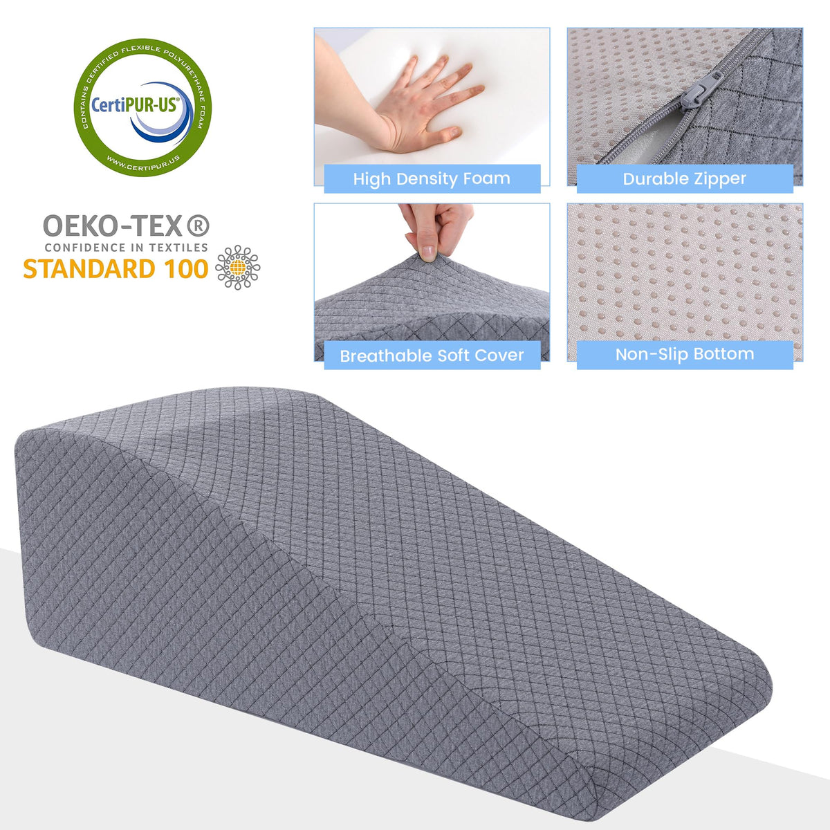 HOMBYS leg elevation pillow breathable fabric and high-resilience foam for lasting durability.