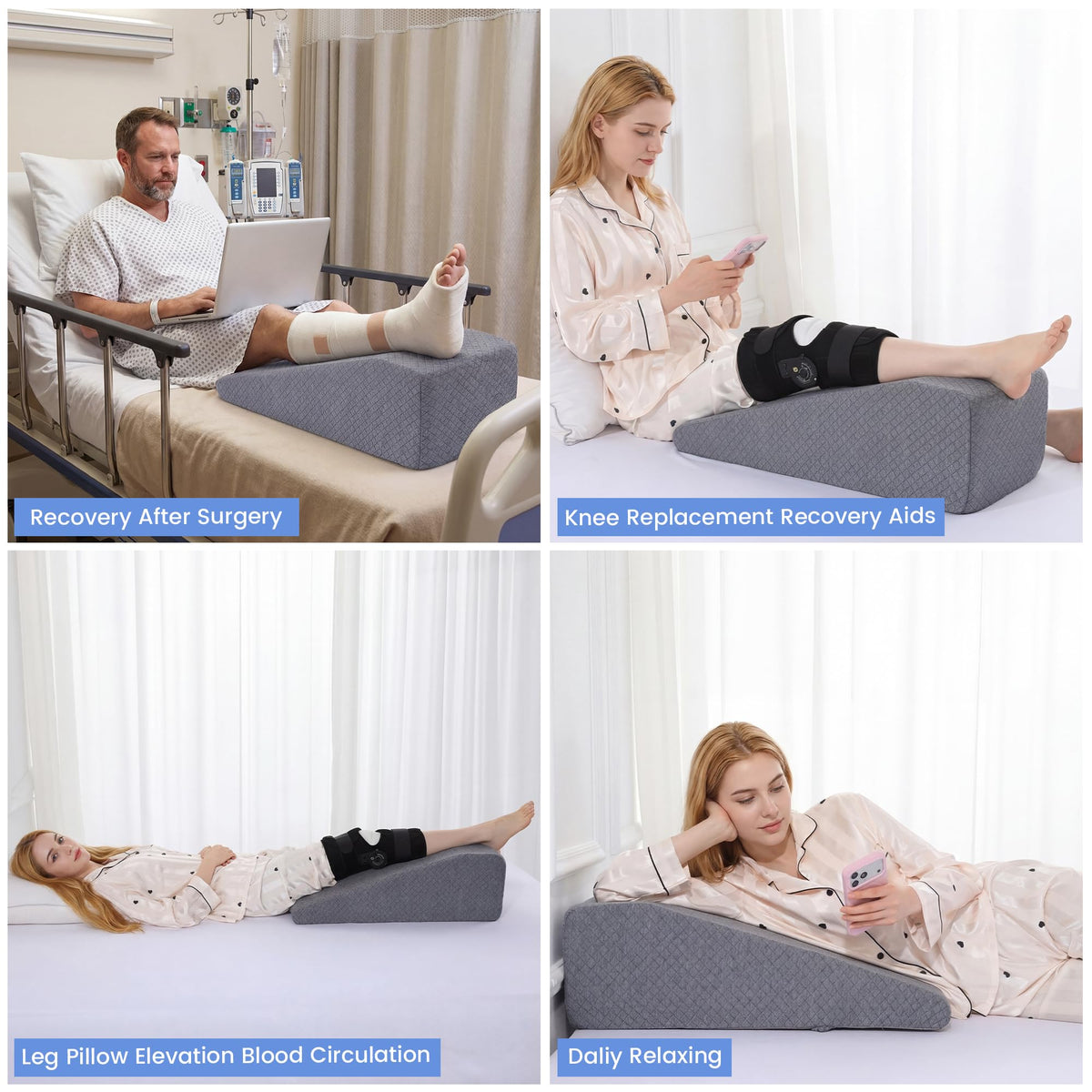 HOMBYS leg elevation pillow easy-clean design supports hygienic recovery routines.