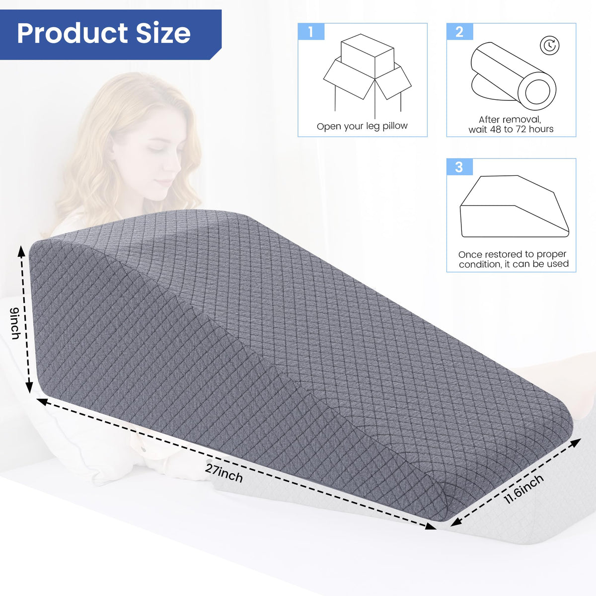 HOMBYS leg elevation pillow stable single-layer elevation maintains consistent height during recovery.