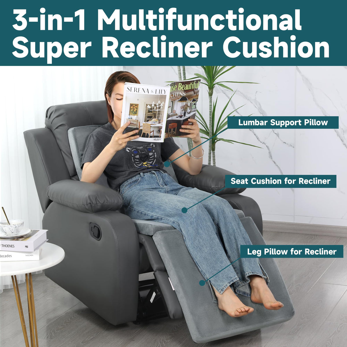 HOMBYS leg pillow elevates feet for relaxed leg posture.