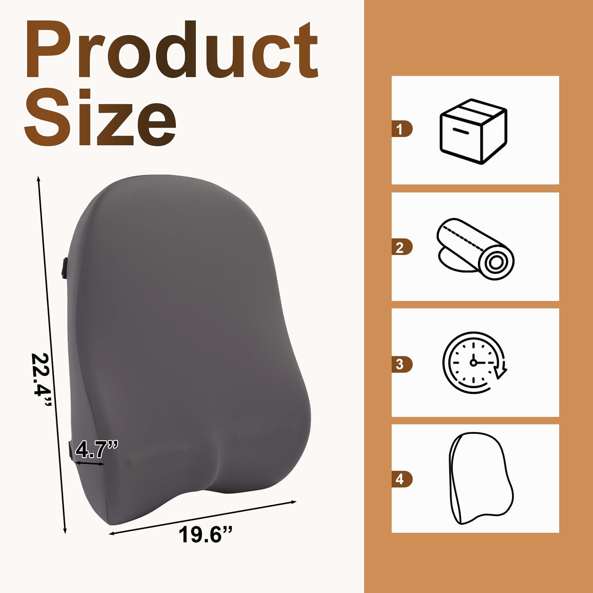 HOMBYS memory foam back support 50D adapts to your spine.