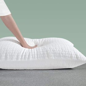 HOMBYS complete pillow set emphasizes firm yet plush support for restful nights.
