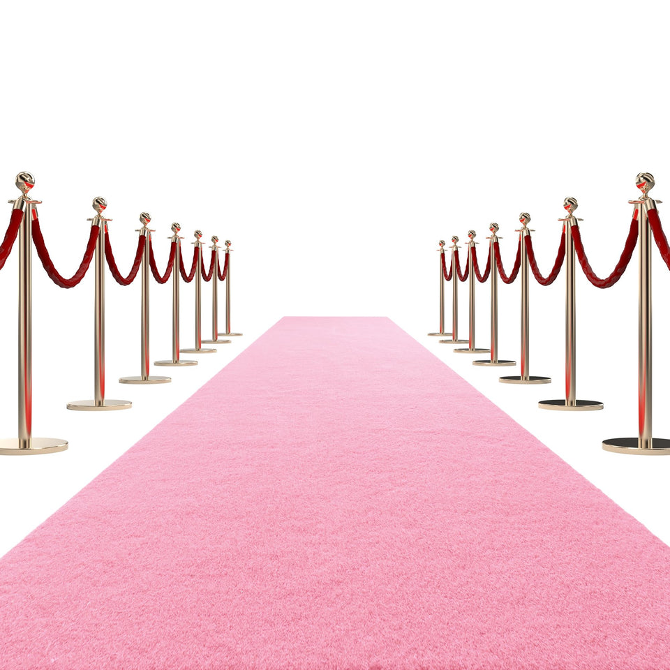 HOMBYS pink carpet runner 3x10ft laid out for a grand entrance.