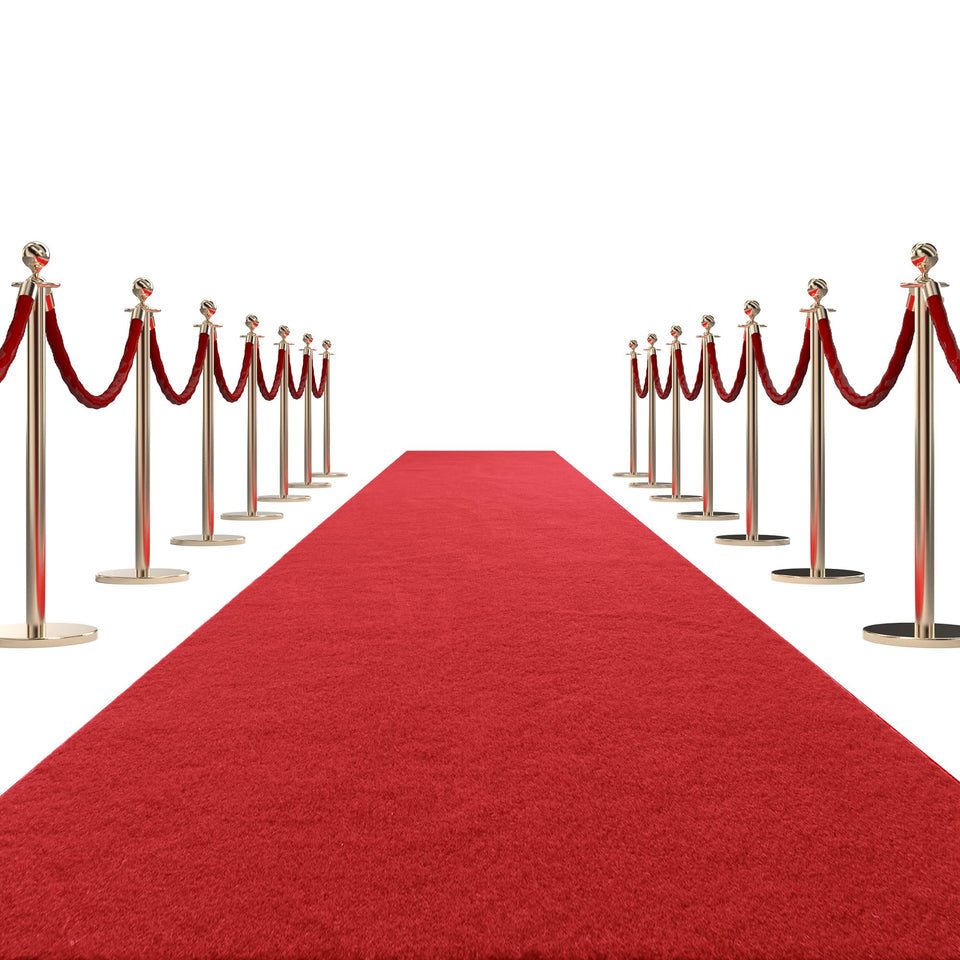 HOMBYS red carpet runner surface close-up shows premium 450gsm feel for events