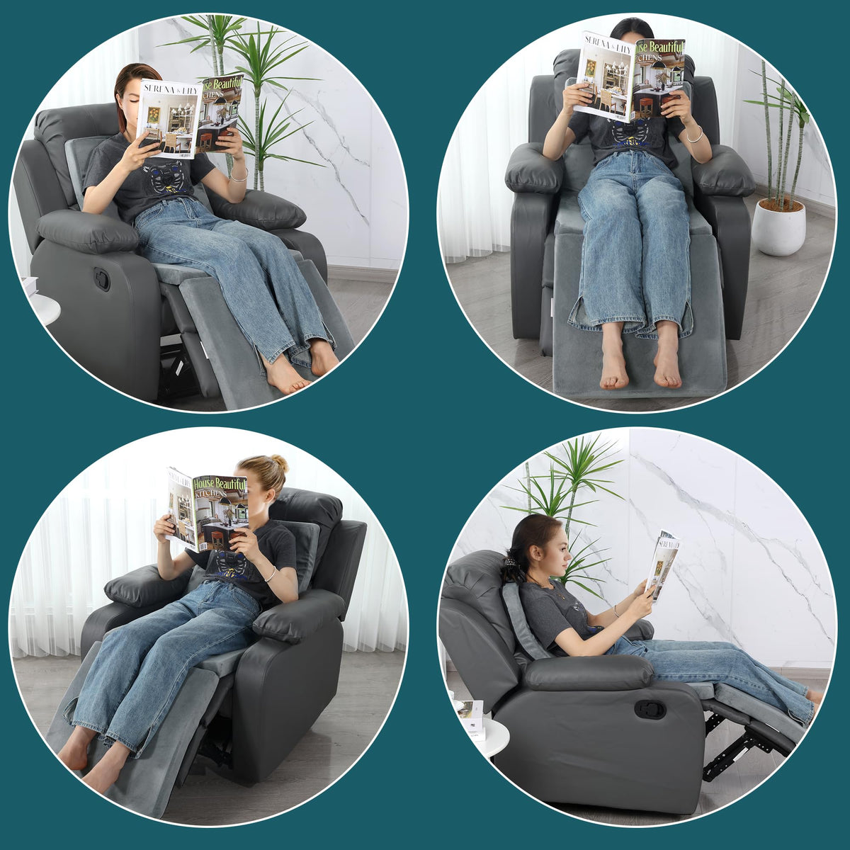 HOMBYS velvet fabric adds soft, luxurious touch to your recliner.