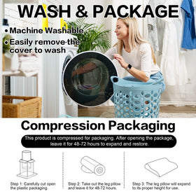 HOMBYS versatile cushion works on bed, couch, or floor for leg relief.
